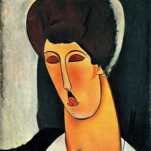 Prompt: retarded wolf portrait, amedeo modigliani