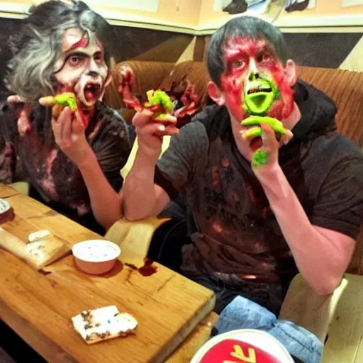 Prompt: zombies eating at mcdonald's