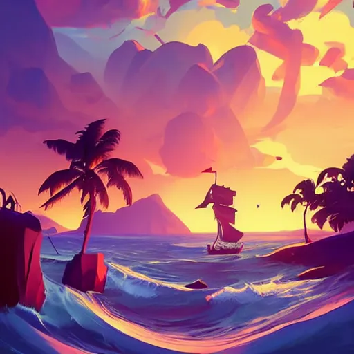 Image similar to painting treasure on sea of thieves game smooth median photoshop filter cutout vector, behance hd by jesper ejsing, by rhads, makoto shinkai and lois van baarle, ilya kuvshinov, rossdraws global illumination