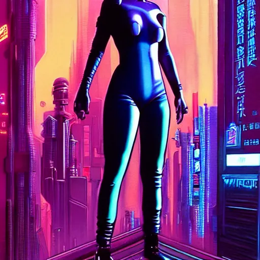 Image similar to 1979 OMNI Magazine Cover a portrait of a cyberpunk model, Night City, cyberpunk 2077, street level neo-Tokyo in cyberpunk 2020 style by Vincent Di Fate by mark arian by artgerm, 4k, 8k, HD, trending on artstation