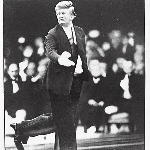 Image similar to trump bowling epic 1 9 0 8 0 s photo