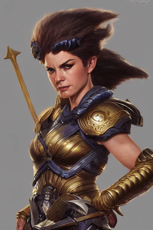 Image similar to amazon valkyrie athena, d & d, fantasy, portrait, highly detailed, headshot, digital painting, trending on artstation, concept art, sharp focus, illustration, art by artgerm and greg rutkowski and magali villeneuve