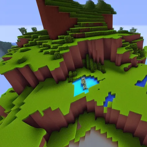 Image similar to an epic minecraft world, but for real,