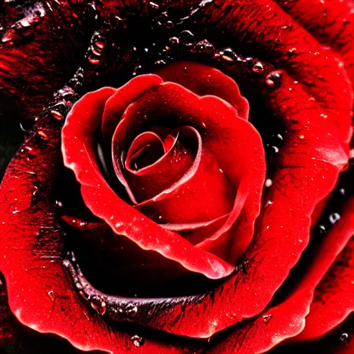 Image similar to award - winning macro of a beautiful black rose made of molten magma and nebulae on black background by harold davis, georgia o'keeffe and harold feinstein, highly detailed, hyper - realistic, inner glow, trending on deviantart, artstation and flickr, nasa space photography, national geographic