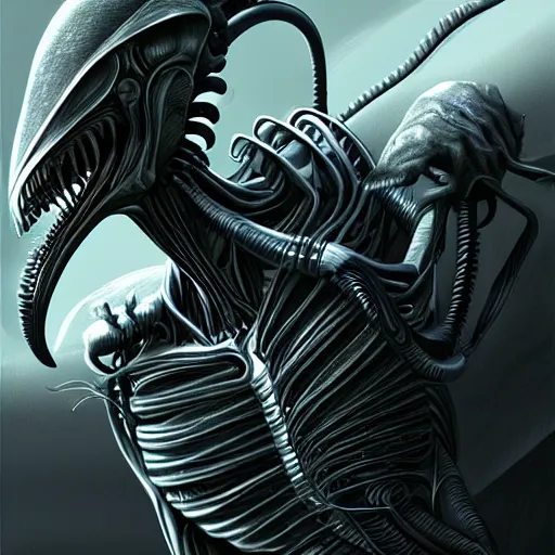 Image similar to clint eastwood as an alien xenomorph, scifi, intricate, elegant, highly detailed, digital painting, artstation, concept art, smooth, sharp focus, illustration, art by giger