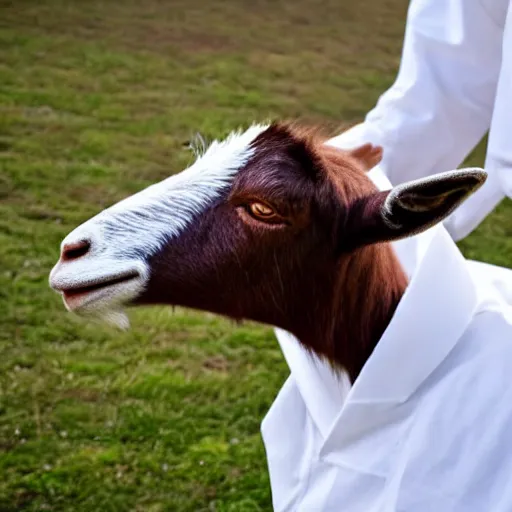 Prompt: a goat dressed in a lab coat