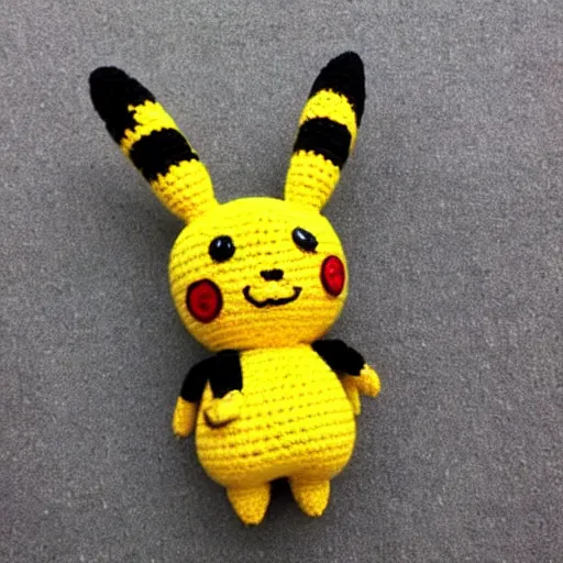 Prompt: a crochet Pikachu