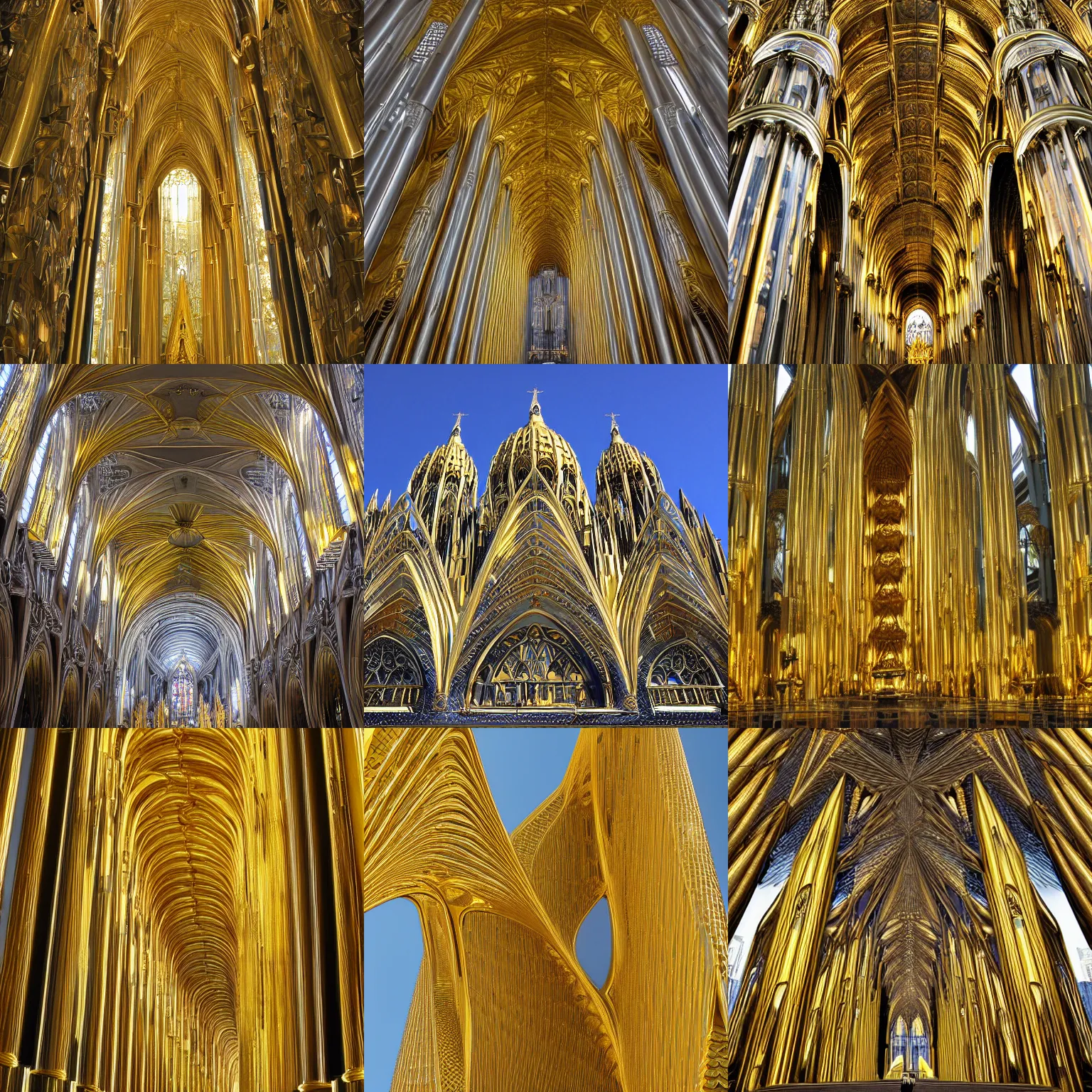 Prompt: the golden cathedral, recursive features, recursive architecture