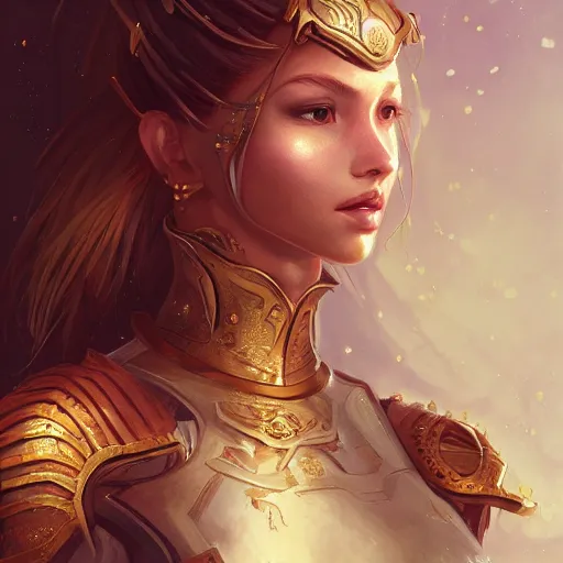 Image similar to portrait knights of Zodiac girl, golden and copper armor, sci-fi, fantasy, intricate, very very beautiful, elegant, highly detailed, digital painting, artstation, concept art, smooth, sharp focus, illustration, art by WLOP and tian zi and artgerm