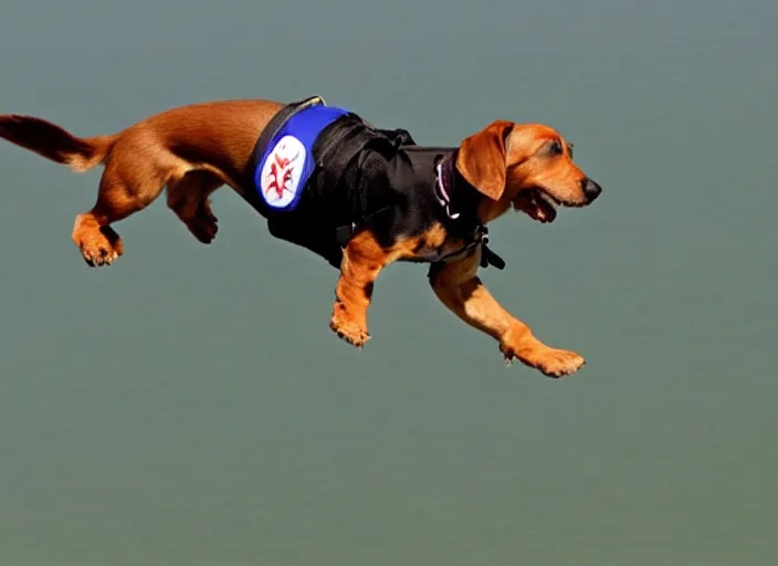 Image similar to Dauchshund skydiving