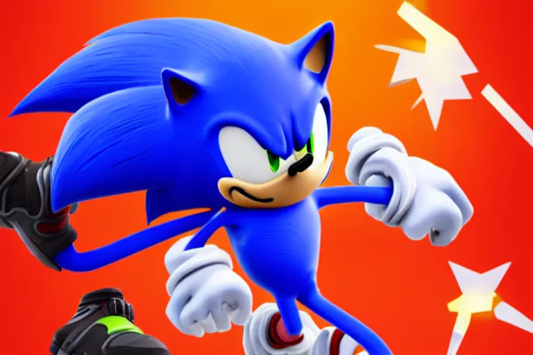 Image similar to sonic doing fortnite dances