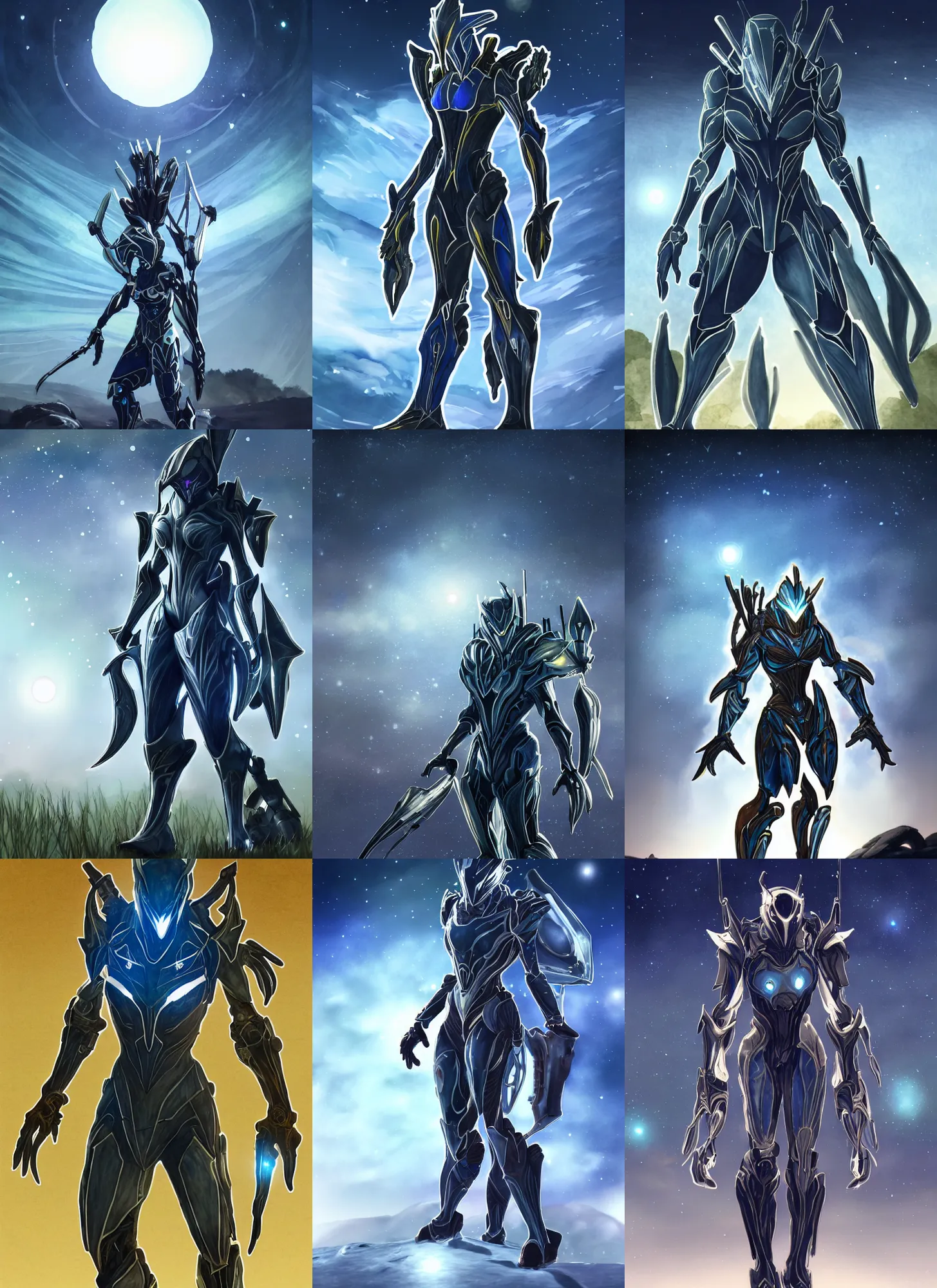 Warframe Standing In A Field At Night Night Time Stable Diffusion 