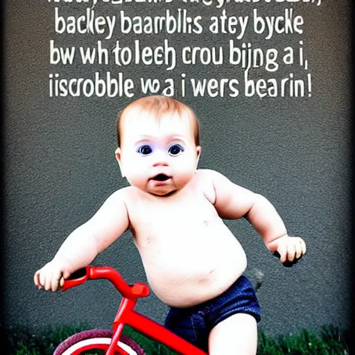 Image similar to Imagine being a baby, not even having learned how to walk yet, and someone tells you that someday you'll have to learn how to ride a bike. It would seem daunting and impossible. Yet, with each new step in the growth process, eventually, riding a bike becomes second nature. Where you are now is not where you will be in a few months or a few years. You can't look at your future goals without taking into consideration your future growth as well. You did so much with so little in the past. Just imagine what you'll do from an elevated state of alignment