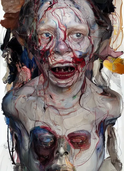 Image similar to there is ugliness in beauty, but there is beauty in ugliness. expressive sadness and fear. full body by jenny saville, scifi, neo - gothic, intricate, rich deep colors. part by james jean, part by adrian ghenie and gerhard richter.