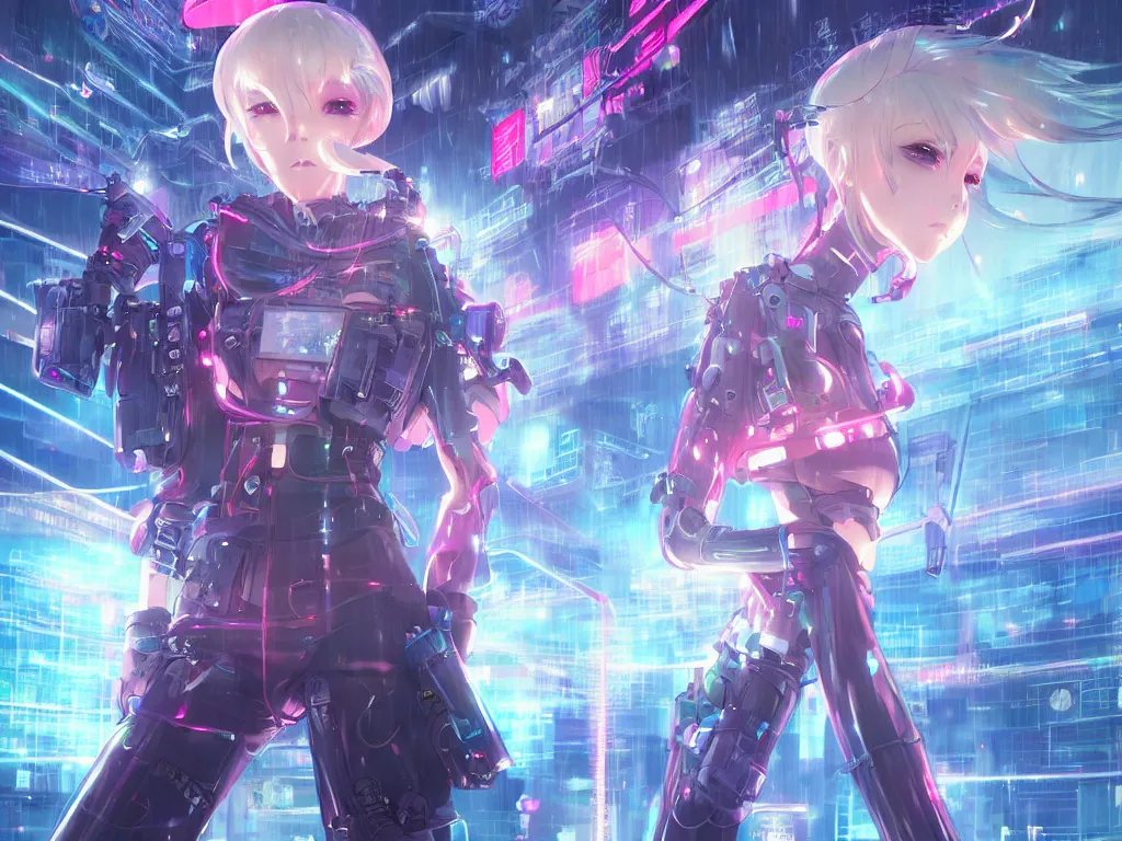 Prompt: full portrait anime visual of futuristic female cyber airforce, on neon light tokyo rainy rooftop, ssci - fi and fantasy, intricate and very beautiful, human structure, concept art, kyoto studio, sharp focus, anime fantasy illustration by rossdraws and magali villeneuve and liya nikorov and luxearte, frostine engine