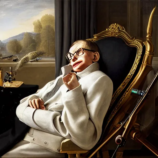 Image similar to stephen hawking by pieter claesz and james c. christensen