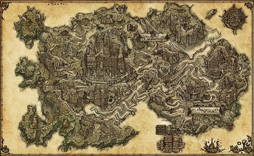 Image similar to Intricate dungeon map for d&d, digital paint, wizards of the coat