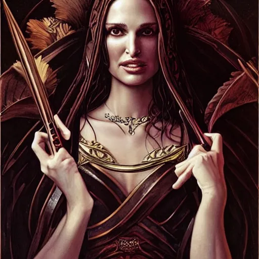 Image similar to portrait of natalie portman as a goddess, by gerald brom