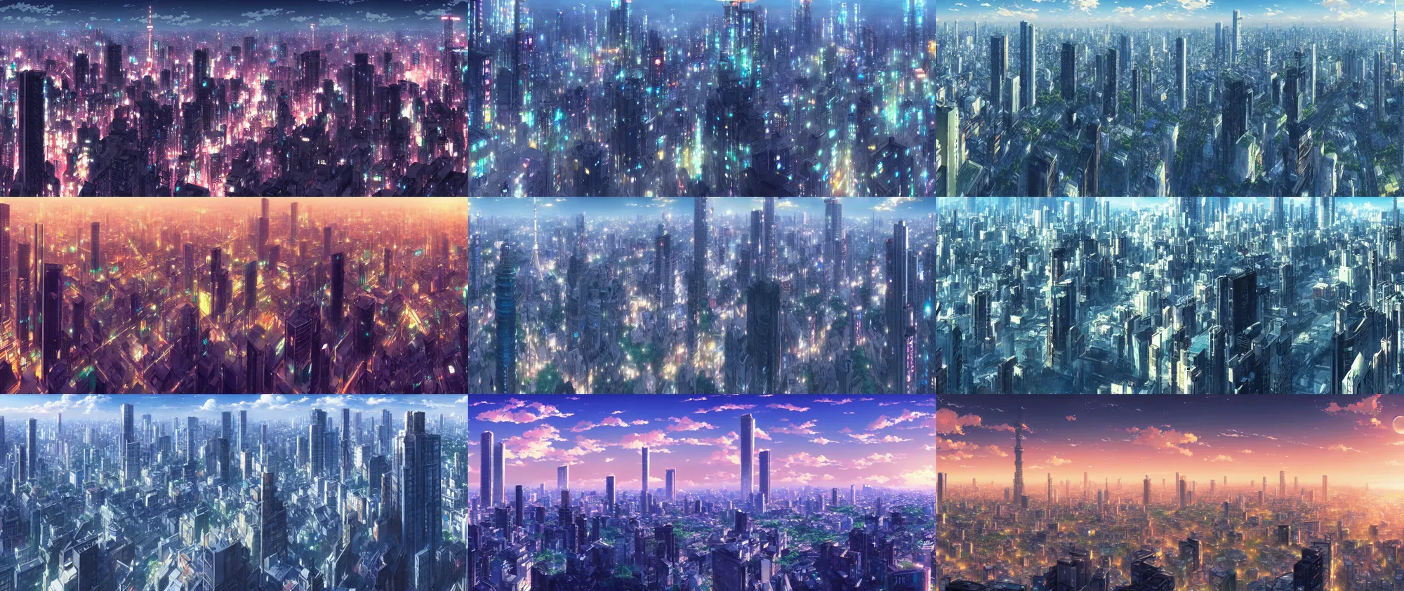 Prompt: a detailed matte painting of near-future Tokyo city from the makoto shinkai anime film kimi no ka wa, a city and highrise buildings, official art, cinematic view, HD wallpaper