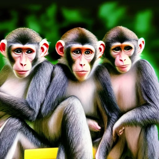 Image similar to a photo of the beatles as monkeys, ultra detailed, hyper realistic, 8 k, cinematic