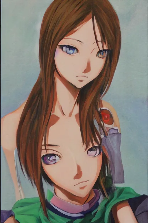 Image similar to y 2 k anime girl, oil on canvas