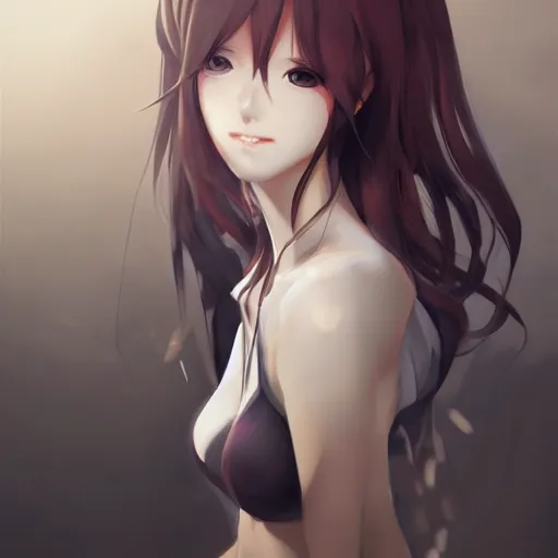 Image similar to kurisu makise, concept art, elegant, ultra highly detailed, digital painting, smooth, sharp focus, artstation, pixiv, art by sakimichan, Bo Chen, rossdraws, Ina Wong