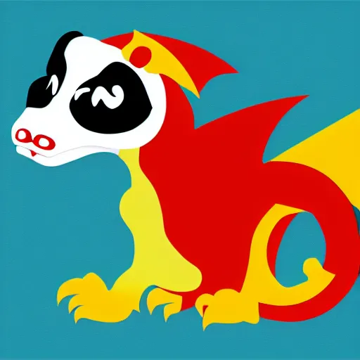 Image similar to vector art of welsh dragon and panda mixed, intercrossed, chimera, adobe illustrator