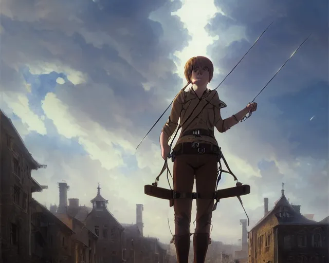 Prompt: highly detailed portrait of jessie buckley, in attack on titan, stephen bliss, unreal engine, fantasy art by greg rutkowski, loish, rhads, ferdinand knab, makoto shinkai and lois van baarle, ilya kuvshinov, rossdraws, tom bagshaw, global illumination, radiant light, detailed and intricate environment