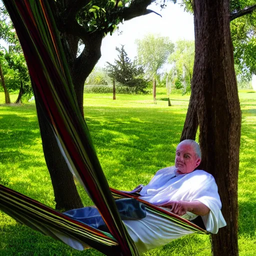 Prompt: priest on a hammock