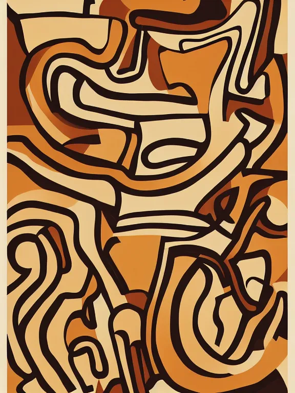 Prompt: newest Brazilian Modern Art Week poster features a vibrant beige background with a small brown abstract designs in the center. The words Brazilian Modern Art Week are written in white block font at the bottom of the poster, modernism, minimalist, designed by Di Cavalcanti