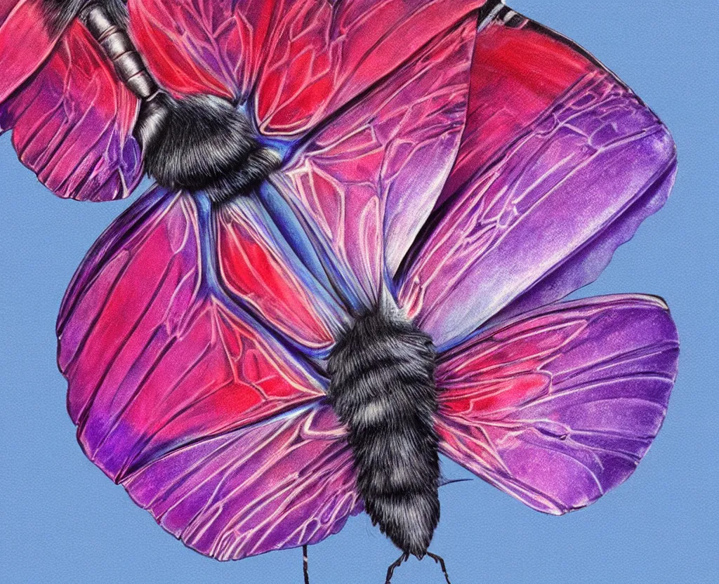 Image similar to beautiful matte airbrush of a fantasy bug insect wing on a white background, inspired by 8 0's airbrush illustrations, purple red and blue color palette, art by pater sato