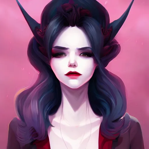 Image similar to a portrait of a beautiful vampire with fangs, art by lois van baarle and loish and ross tran and rossdraws and sam yang and samdoesarts and artgerm, digital art, highly detailed, intricate, sharp focus, Trending on Artstation HQ, deviantart, unreal engine 5, 4K UHD image