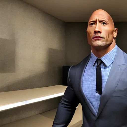 Image similar to Dwayne Johnson in the backrooms