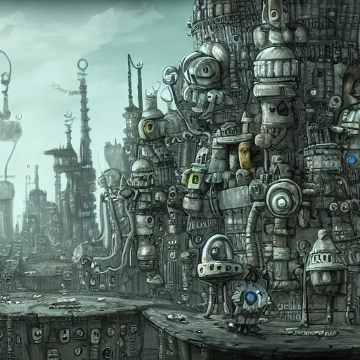 Image similar to the machinarium city, super high quality, super high detail, talented artist, trending on artstation