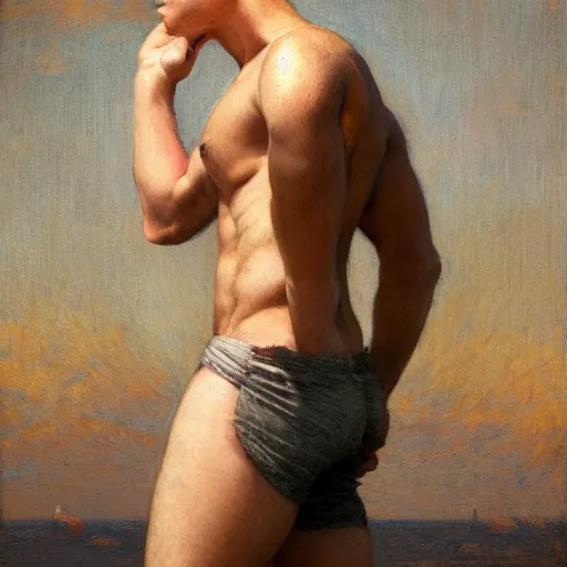 Prompt: Mark Zuckerberg with an shredded, toned, inverted triangle body type, by Gaston Bussiere, by Craig Mullins, XF IQ4, 150MP, 50mm, F1.4, ISO 200, 1/160s, natural light