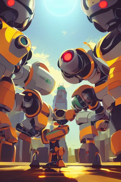 Image similar to metabots medabots medarotto medarot robot minimalist comics, behance hd by jesper ejsing, by rhads, makoto shinkai and lois van baarle, ilya kuvshinov, rossdraws global illumination ray tracing hdr radiating a glowing aura