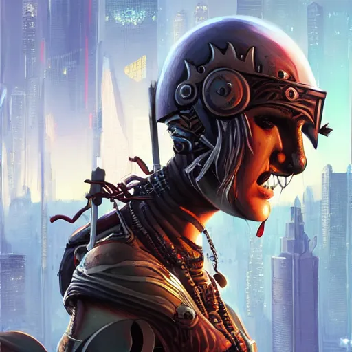 Image similar to cyberpunk viking helmet mask warrior goddess robot ninja fantasy, art gta 5 cover, official fanart behance hd artstation by jesper ejsing, by rhads, makoto shinkai and lois van baarle, ilya kuvshinov, ossdraws