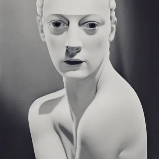 Prompt: portrait of a woman with light and shadow on her face, by dora maar and man ray and lee miller, 1 9 3 4, photography, side lighting, cinematic lighting, surrealism, golden ratio, very aesthetic, beautiful, light and shadow, masterpiece, black and white, perfect composition, tri - x 4 0 0