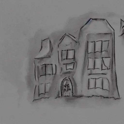 Prompt: inkwash translucent cartoon ghost in haunted house