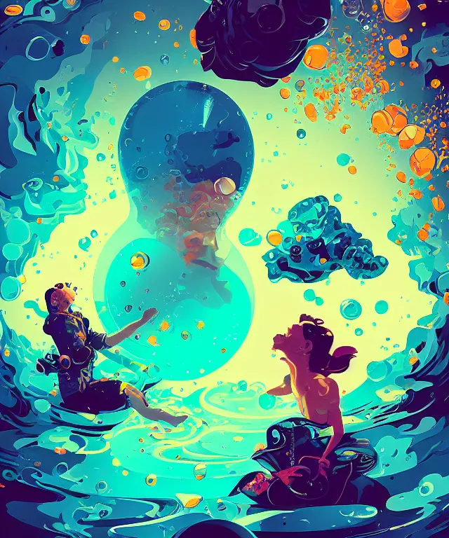 Prompt: delirium portrait, by petros afshar, ross tran, peter mohrbacher, tom whalen, shattered glass, bubbly underwater scenery, radiant light