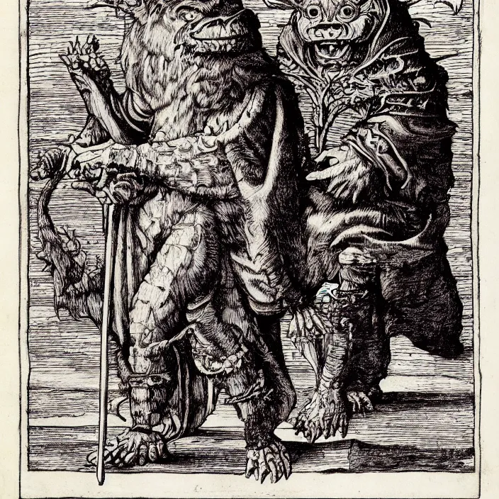 Prompt: a goblin monster priest, by Hans Holbein the Younger