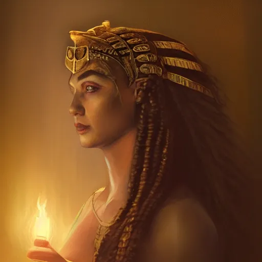 Prompt: Cleopatra portrait, atmospheric lighting, painted, intricate, volumetric lighting, beautiful, rich deep colors masterpiece, golden hour, sharp focus, ultra detailed, by Leesha Hannigan, Ross Tran, Thierry Doizon, Kai Carpenter, Ignacio Fernández Ríos