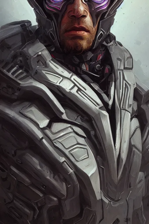 Image similar to Portrait of John Brown wearing futuristic power armor, fantasy, intricate, highly detailed, digital painting, trending on artstation, sharp focus, illustration, style of Stanley Artgerm and Dan Mumford