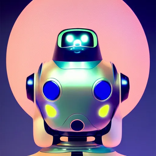 Image similar to product photo of a futuristic stylized pet robot, kitten puppy teddy mix, super cute robot face, big eyes small mouth, by artgerm and greg rutkowski and marc newson, alphonse mucha, zaha hadid, side view, volumetric light, detailed, octane render, midsommar