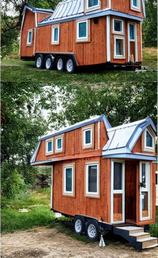 Image similar to tiny home that looks exactly like kamianets - podilskyi castle, but on a trailer