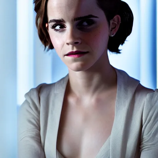 Prompt: Emma Watson in Star Wars, XF IQ4, 150MP, 50mm, f/1.4, ISO 200, 1/160s, natural light, Adobe Photoshop, Adobe Lightroom, DxO Photolab, Corel PaintShop Pro, polarizing filter, Sense of Depth, AI enhanced, HDR