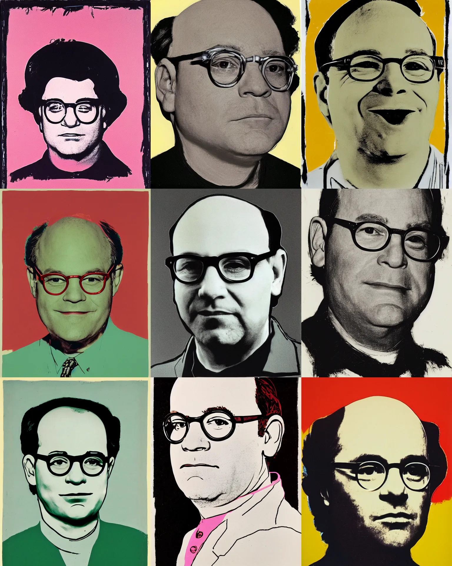 Prompt: A portrait of George Costanza, by Andy Warhol