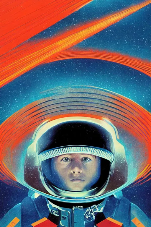 Image similar to poster art, movie poster, retrofuturism, sci - fi, textured, paper texture, 2 0 0 1 : a space odyssey by edward valigursky