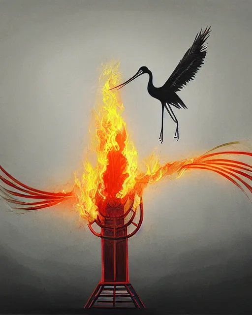 Image similar to burn the harp and cook the crane, digital painting, concept art