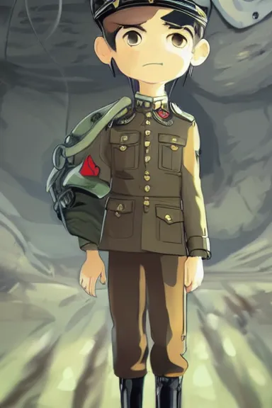 Prompt: beautiful little boy in nazi male uniform. made in abyss art style, sharps focus, cute detailed artwork, anatomically correct, ilya kuvshinov, reflection, perfect composition, wallpaper mobile, digital art, detailed anime soft face, western comic, illustration, realistic, smooth, lois van baarle, soft details, illumination